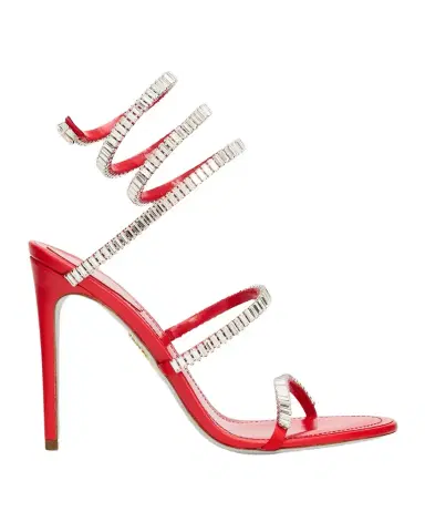 René Caovilla 105mm Cleo Baguette Crystal Satin Snake-Wrap Sandals | Thumbnail 1