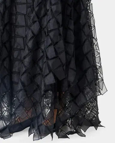 Akris Strapless Trapezoid Embroidered Organza Fringe Maxi Dress | Thumbnail 4 Akris Strapless Trapezoid Embroidered Organza Fringe Maxi Dress | Thumbnail 4