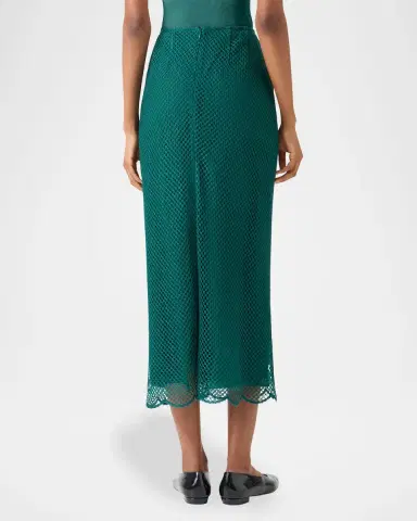 Akris Grid Embroidered Scalloped Midi Skirt | Thumbnail 2