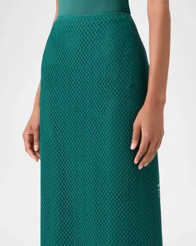 Akris Grid Embroidered Scalloped Midi Skirt | Thumbnail 4