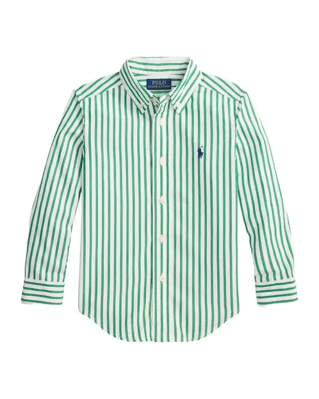 Boy 's Striped Cotton Poplin Shirt, Size 2-7