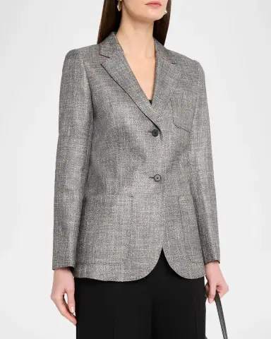 Lafayette 148 New York Single-Breasted Twill Blazer | Thumbnail 3