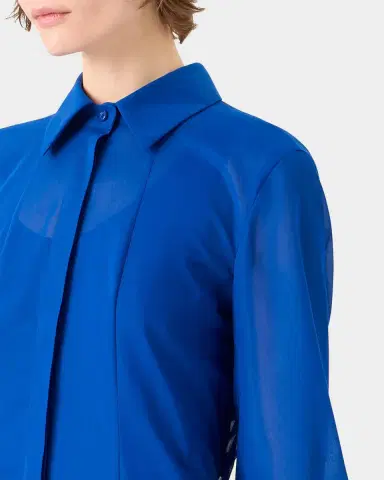 Akris Long-Sleeve Cotton Voile Fit-&-Flare Midi Shirtdress | Thumbnail 3 Akris Long-Sleeve Cotton Voile Fit-&-Flare Midi Shirtdress | Thumbnail 3