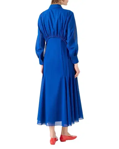 Akris Long-Sleeve Cotton Voile Fit-&-Flare Midi Shirtdress | Thumbnail 1 Akris Long-Sleeve Cotton Voile Fit-&-Flare Midi Shirtdress | Thumbnail 1