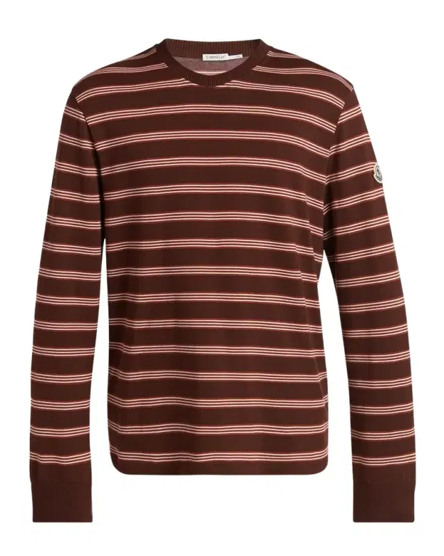 Men 's Cotton Triple-Stripe Crewneck Long-Sleeve T-Shirt