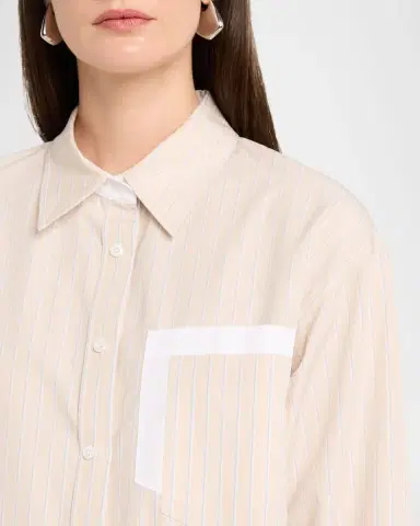 Lafayette 148 New York Striped Cotton Poplin Oversized Boyfriend Shirt | Thumbnail 5 Lafayette 148 New York Striped Cotton Poplin Oversized Boyfriend Shirt | Thumbnail 5