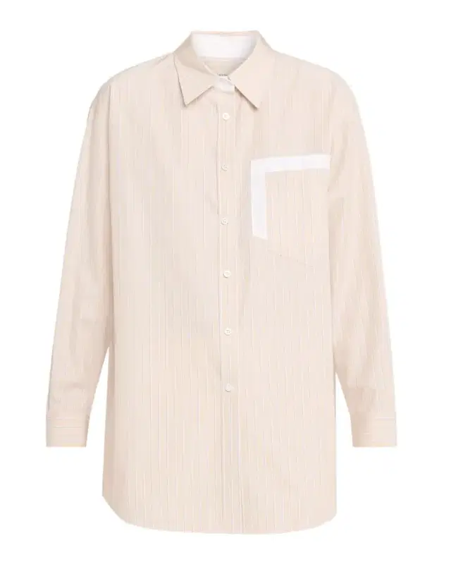 Lafayette 148 New York Striped Cotton Poplin Oversized Boyfriend Shirt