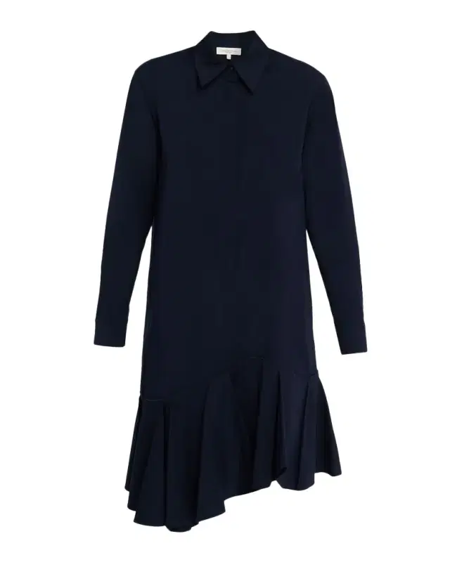 Lafayette 148 New York Asymmetric Flounce Ruffle Shirtdress