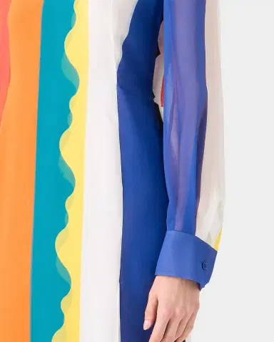 Akris Paravent-Print Silk Long-Sleeve Slits Maxi Dress | Thumbnail 4