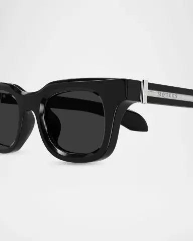 Alexander McQueen Men's 46mm Skull Square Acetate Sunglasses | Thumbnail 3