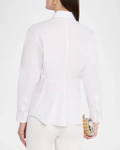 Lafayette 148 New York Cinched-Waist Cotton Poplin Shirt | Thumbnail 3 Lafayette 148 New York Cinched-Waist Cotton Poplin Shirt | Thumbnail 3