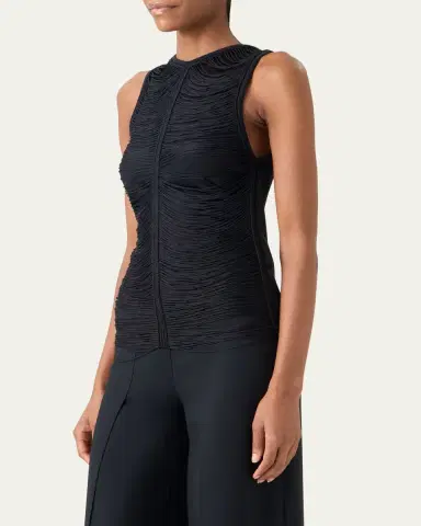Akris Trapezoid Embroidered Sleeveless Blouse | Thumbnail 7