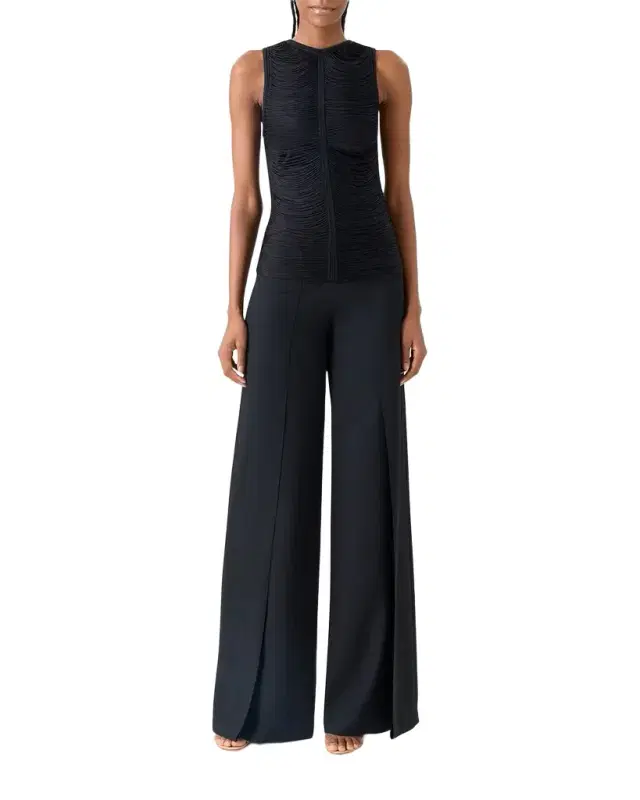 Trapezoid Embroidered Sleeveless Blouse