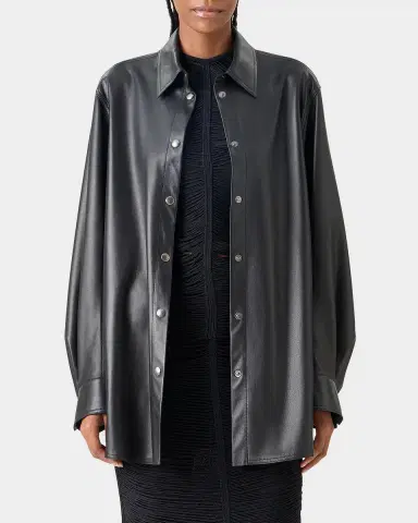 Akris Leather Button-Down Shirt | Thumbnail 3