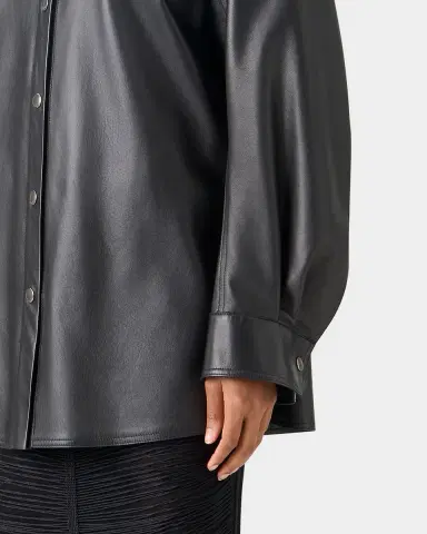 Akris Leather Button-Down Shirt | Thumbnail 4