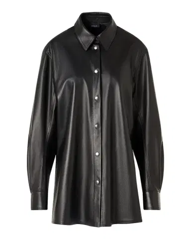 Akris Leather Button-Down Shirt | Thumbnail 1