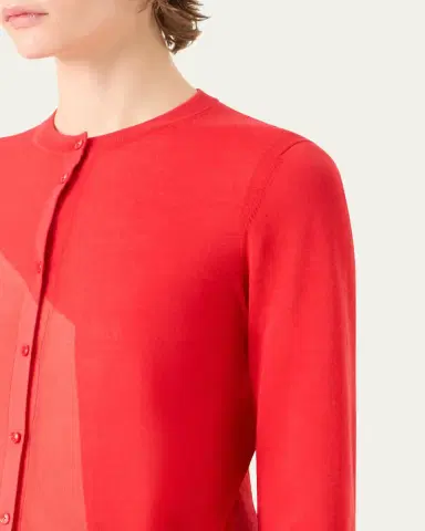 Akris Crewneck Silk-Blend Cardigan | Thumbnail 9 Akris Crewneck Silk-Blend Cardigan | Thumbnail 9