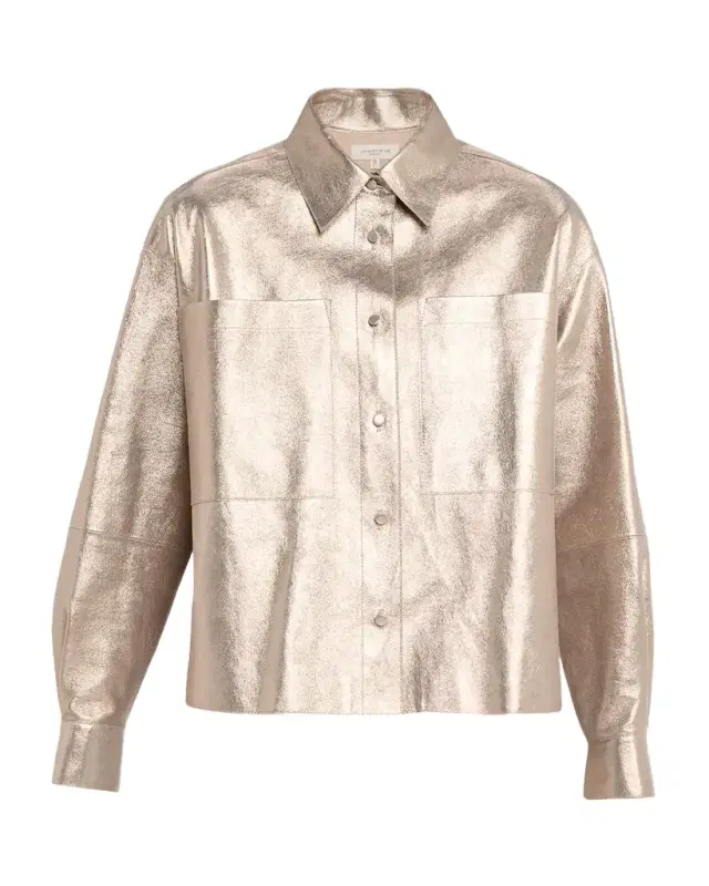 Cropped Metallic Suede Boyfriend Shirt