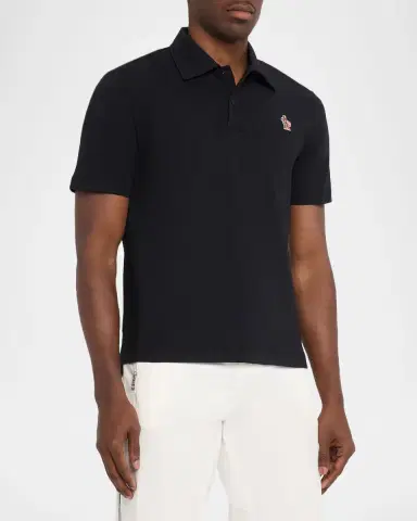 Moncler Men's Monogram Logo Nylon Polo Shirt | Thumbnail 4 Moncler Men's Monogram Logo Nylon Polo Shirt | Thumbnail 4
