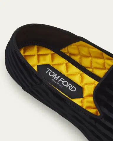 Tom Ford Men's Striped Velvet Loafers | Thumbnail 3 Tom Ford Men's Striped Velvet Loafers | Thumbnail 3