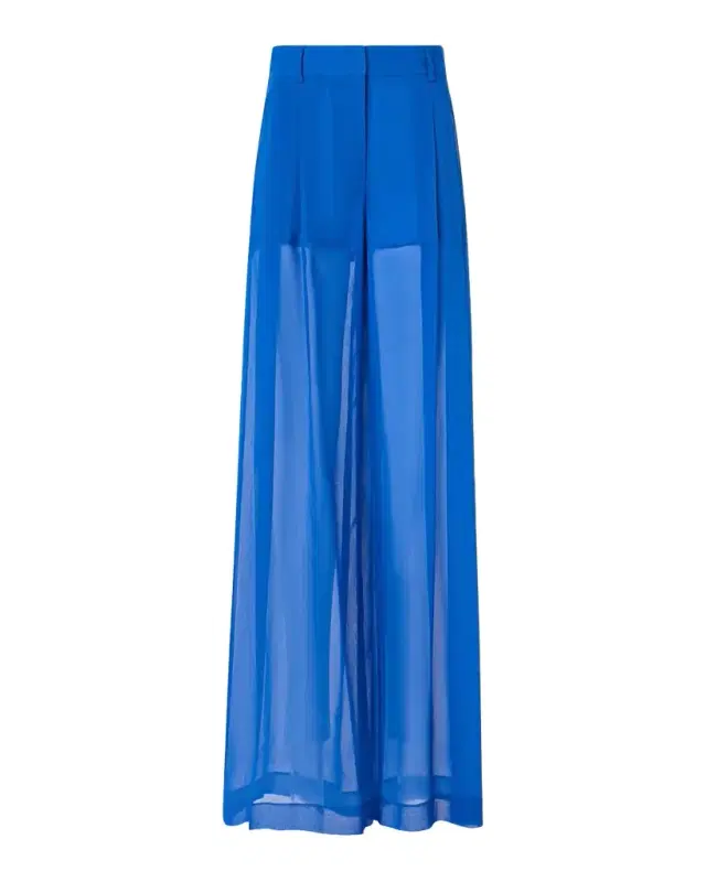 Pleated Silk Organza Wide-Leg Pants