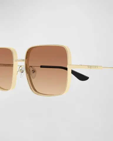 Alexander McQueen 66mm Metal & Acetate Square Sunglasses | Thumbnail 3