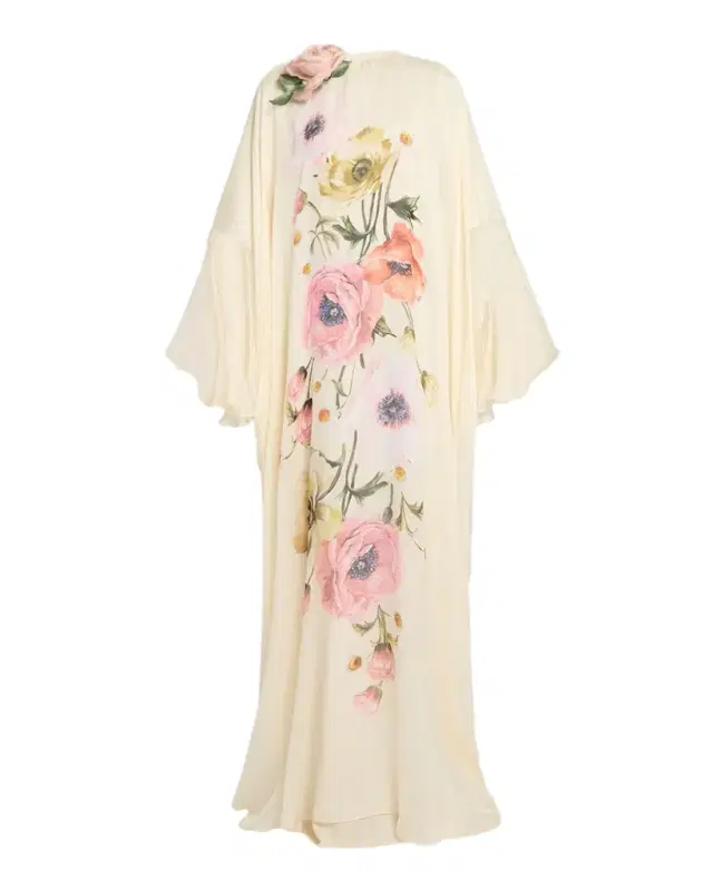 Floral Printed Silk Chiffon Kaftan