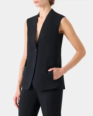 Akris Martina Cool Wool Single-Breasted V-Neck Vest | Thumbnail 5 Akris Martina Cool Wool Single-Breasted V-Neck Vest | Thumbnail 5