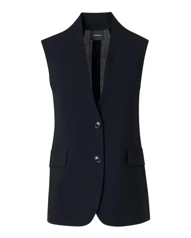 Akris Martina Cool Wool Single-Breasted V-Neck Vest