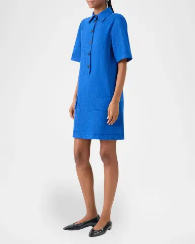 Akris Short-Sleeve Cotton Stretch Denim Mini Polo Dress | Thumbnail 5