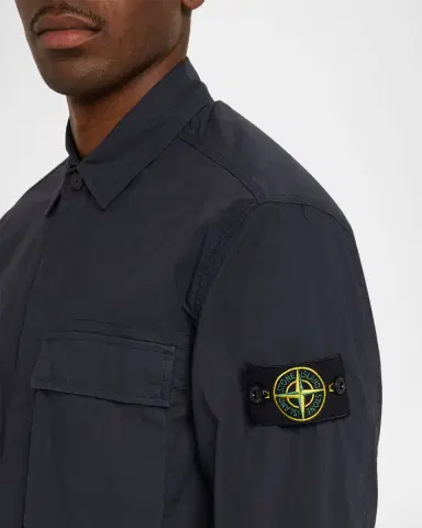 Stone Island Men's Cotton Concealed Snap-Front Shirt | Thumbnail 5 Stone Island Men's Cotton Concealed Snap-Front Shirt | Thumbnail 5