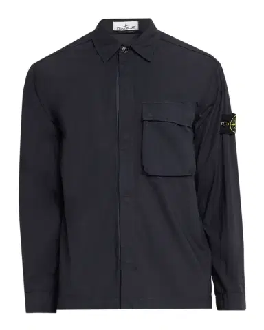 Stone Island Men's Cotton Concealed Snap-Front Shirt | Thumbnail 1 Stone Island Men's Cotton Concealed Snap-Front Shirt | Thumbnail 1