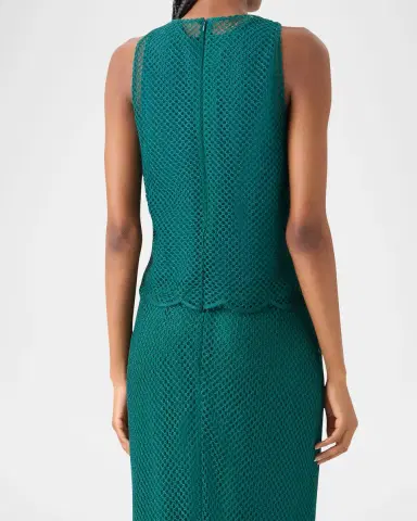 Akris Grid Embroidered Scalloped Sleeveless Blouse | Thumbnail 3 Akris Grid Embroidered Scalloped Sleeveless Blouse | Thumbnail 3