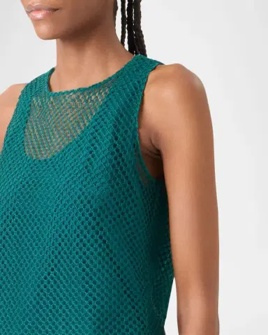 Akris Grid Embroidered Scalloped Sleeveless Blouse | Thumbnail 5 Akris Grid Embroidered Scalloped Sleeveless Blouse | Thumbnail 5