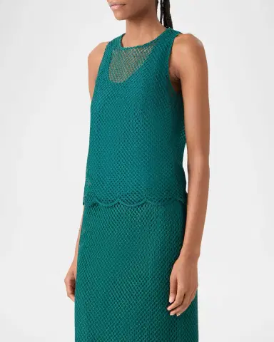 Akris Grid Embroidered Scalloped Sleeveless Blouse | Thumbnail 6 Akris Grid Embroidered Scalloped Sleeveless Blouse | Thumbnail 6