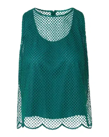Akris Grid Embroidered Scalloped Sleeveless Blouse | Thumbnail 1 Akris Grid Embroidered Scalloped Sleeveless Blouse | Thumbnail 1