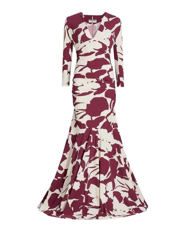 Chiara Boni La Petite Robe Riensen Floral-Print Mermaid Gown