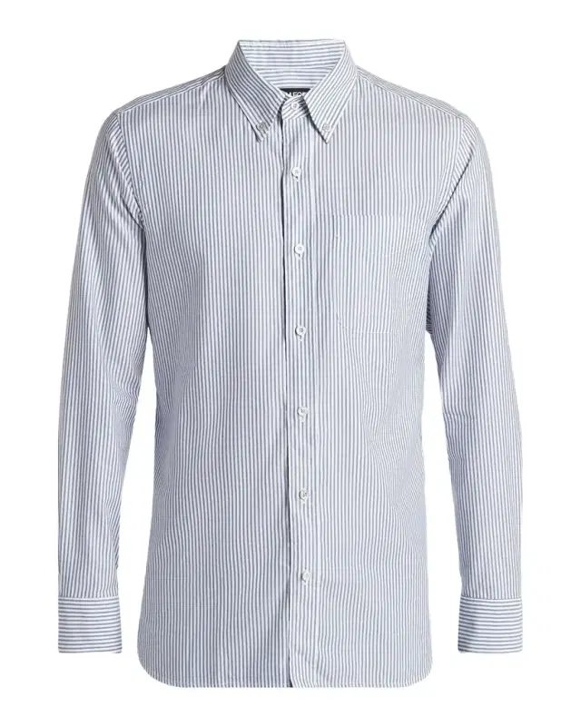 TOM FORD Men 's Oxford Striped Slim-Fit Dress Shirt
