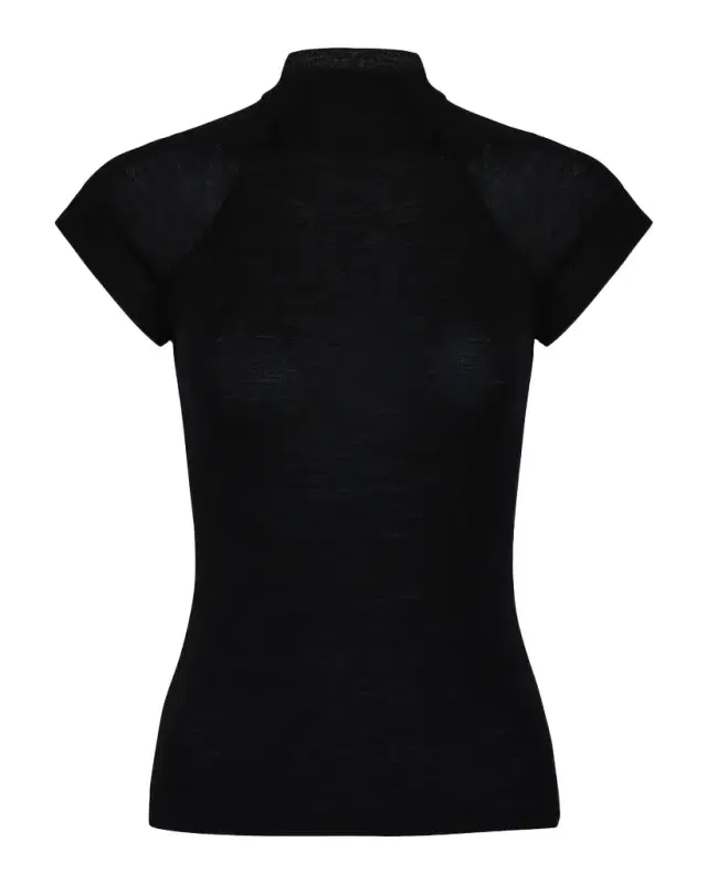 Raglan Cap-Sleeve Wool Top