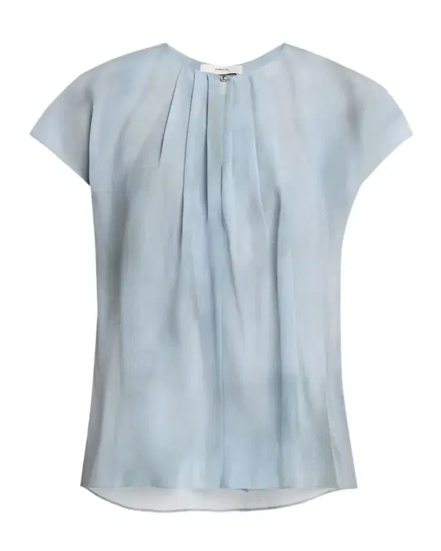 Washed Ombré Silk Cap-Sleeve Blouse