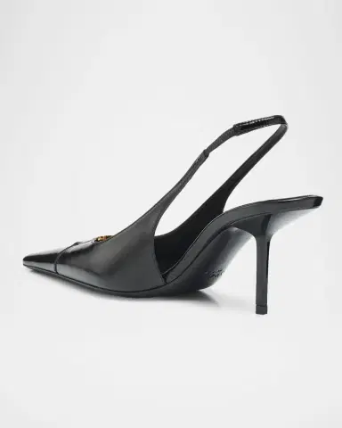 Saint Laurent 75mm Babylone Leather YSL Slingback Pumps | Thumbnail 2 Saint Laurent 75mm Babylone Leather YSL Slingback Pumps | Thumbnail 2