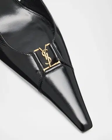 Saint Laurent 75mm Babylone Leather YSL Slingback Pumps | Thumbnail 3 Saint Laurent 75mm Babylone Leather YSL Slingback Pumps | Thumbnail 3