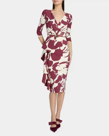 Chiara Boni La Petite Robe Ayaan Floral-Print Ruffle Midi Sheath Dress | Thumbnail 2