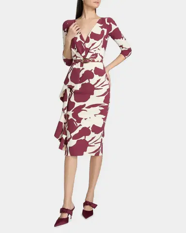 Chiara Boni La Petite Robe Ayaan Floral-Print Ruffle Midi Sheath Dress | Thumbnail 4