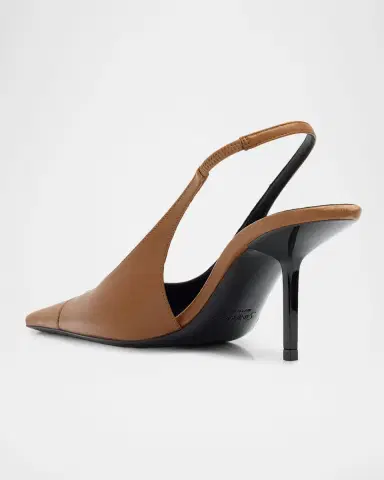 Saint Laurent 75mm Babylone Leather YSL Slingback Pumps | Thumbnail 2 Saint Laurent 75mm Babylone Leather YSL Slingback Pumps | Thumbnail 2