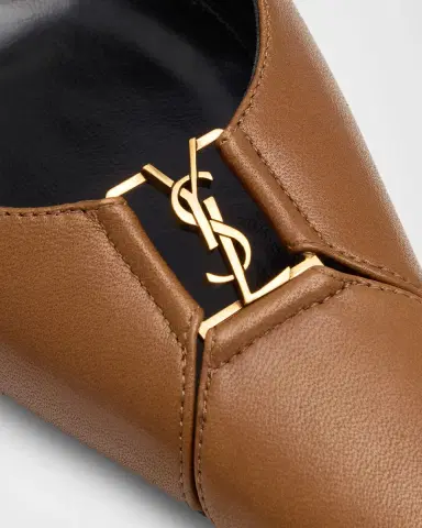 Saint Laurent 75mm Babylone Leather YSL Slingback Pumps | Thumbnail 3 Saint Laurent 75mm Babylone Leather YSL Slingback Pumps | Thumbnail 3