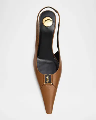 Saint Laurent 75mm Babylone Leather YSL Slingback Pumps | Thumbnail 4 Saint Laurent 75mm Babylone Leather YSL Slingback Pumps | Thumbnail 4