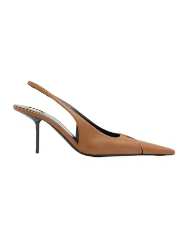 Saint Laurent 75mm Babylone Leather YSL Slingback Pumps | Thumbnail 1 Saint Laurent 75mm Babylone Leather YSL Slingback Pumps | Thumbnail 1