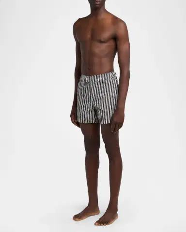 Tom Ford Men's Geometric-Print Nylon Swim Trunks | Thumbnail 2 Tom Ford Men's Geometric-Print Nylon Swim Trunks | Thumbnail 2