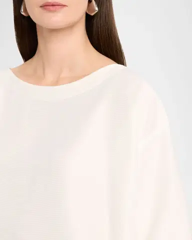 Eskandar Sloped Shoulder Wide A-Line Scoop Neck Top- Mid Length | Thumbnail 5 Eskandar Sloped Shoulder Wide A-Line Scoop Neck Top- Mid Length | Thumbnail 5